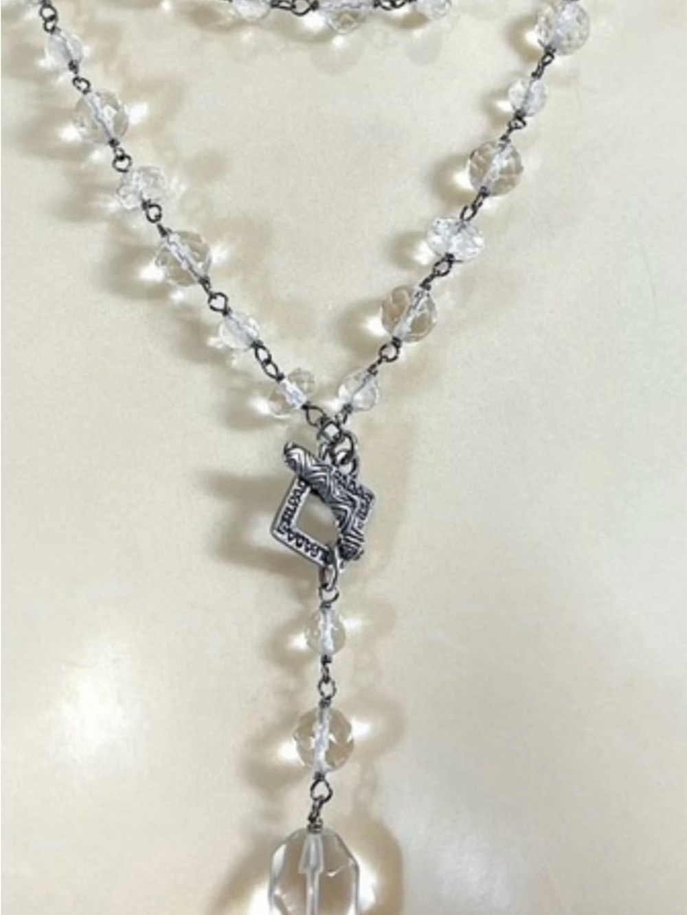 SILPADA Sterling Silver and Rock Quartz Crystal Long Lariat Style Necklace